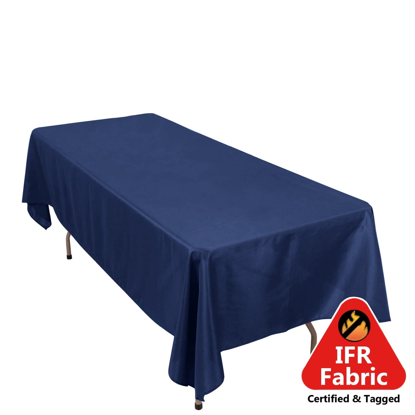 Fire Retardant Premium Polyester 60"x102" Rectangular Tablecloth Navy Blue - High - Performance Table Cover - Pro Linens