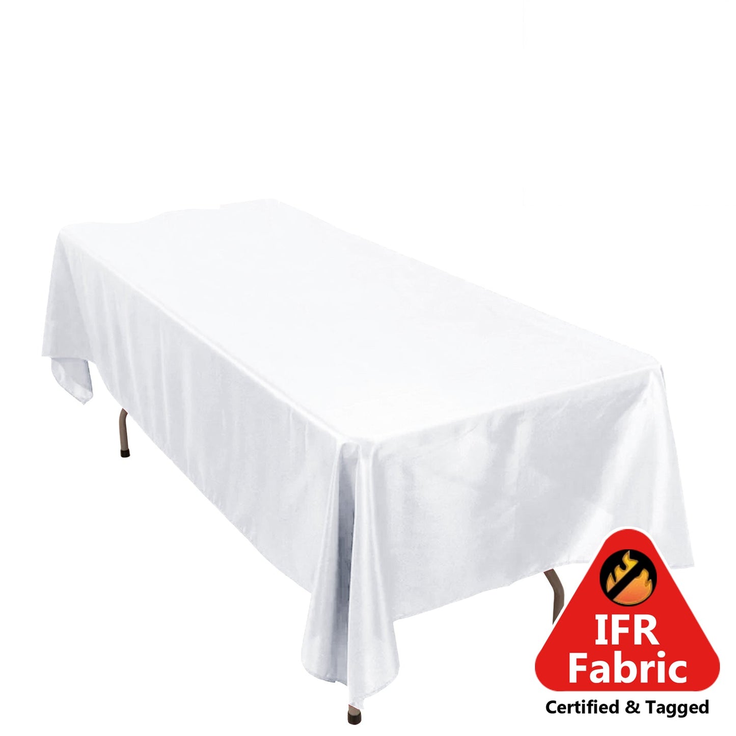 Fire Retardant Premium Polyester 60"x102" Rectangular Tablecloth White - Stylish High - Performance Table Cover for Large Gatherings - Pro Linens