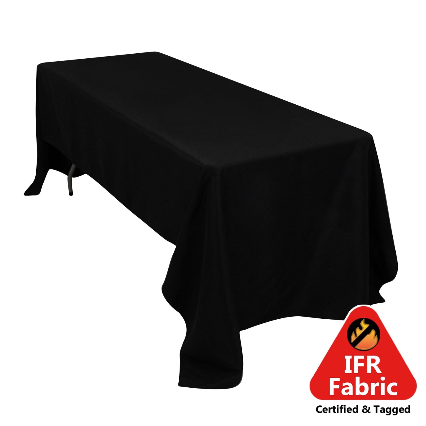 Fire Retardant Premium Polyester 60"x126" Rectangular Tablecloth Black - High - Performance Table Cover - Pro Linens