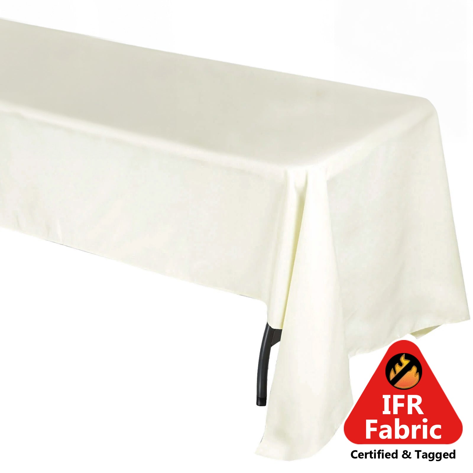 Fire Retardant Premium Polyester 60"x126" Rectangular Tablecloth Ivory - High - Performance Table Cover - Pro Linens