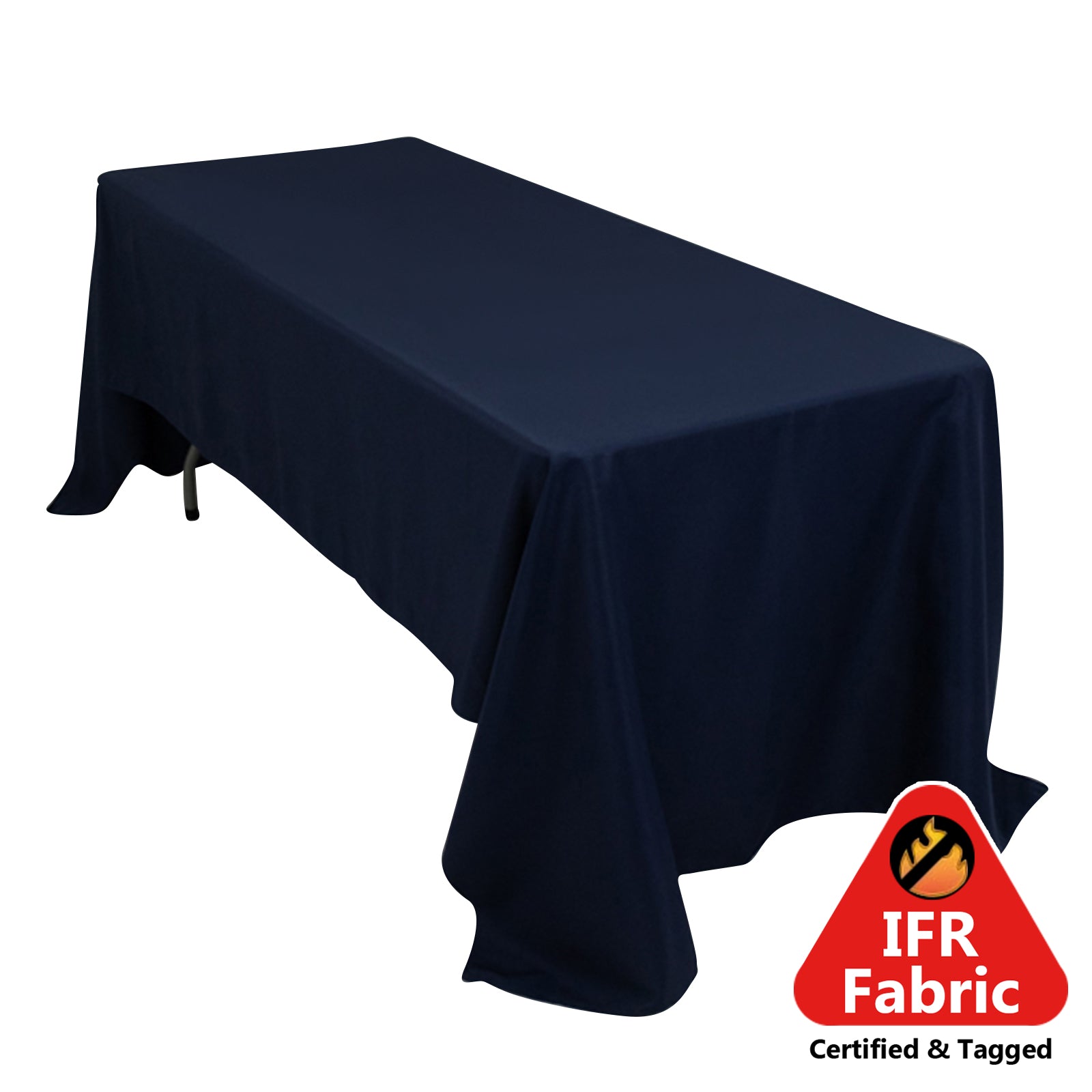 Fire Retardant Premium Polyester 60"x126" Rectangular Tablecloth Navy Blue - High - Performance Table Cover - Pro Linens