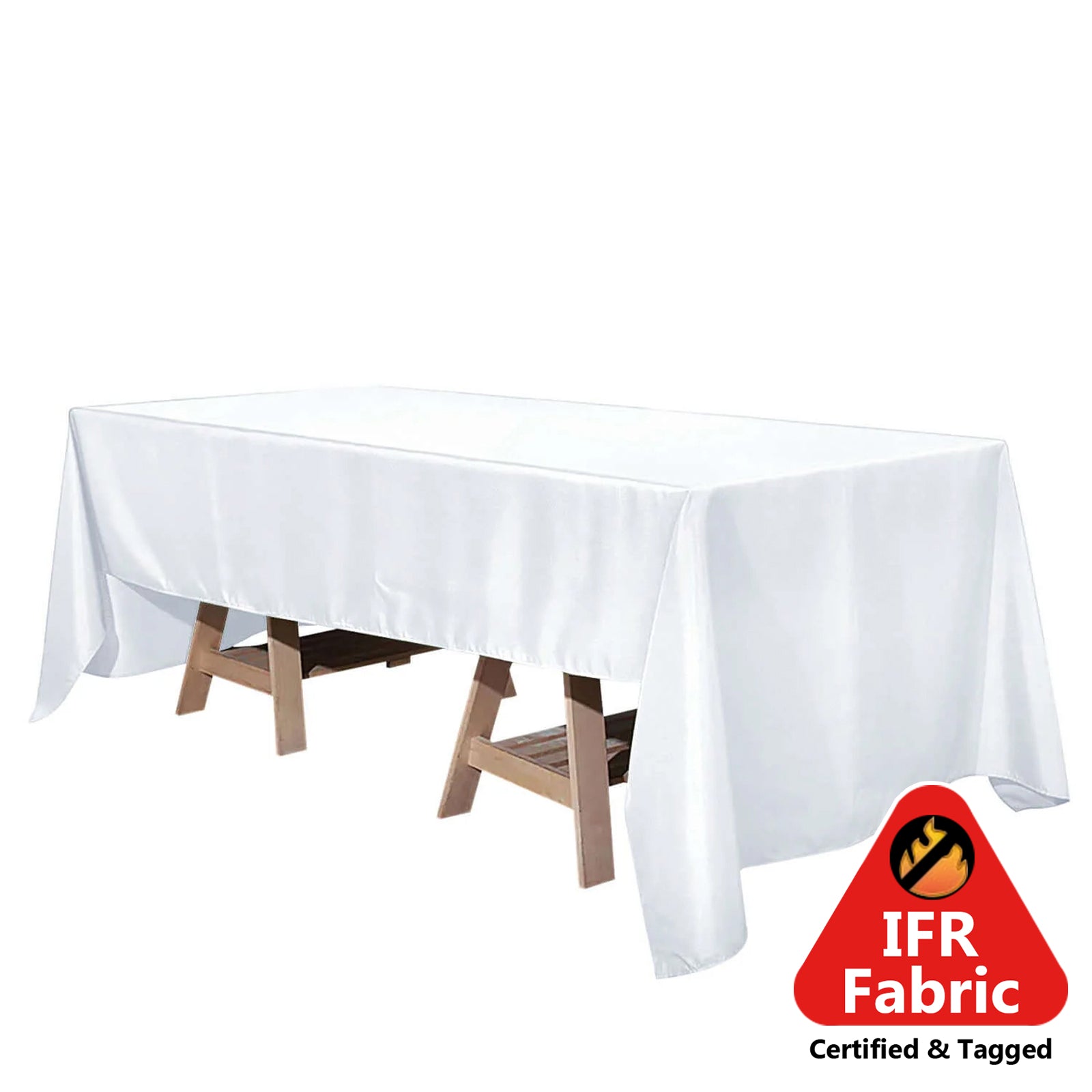 Fire Retardant Premium Polyester 60"x126" Rectangular Tablecloth White - Stylish High - Performance Table Cover for Large Gatherings - Pro Linens