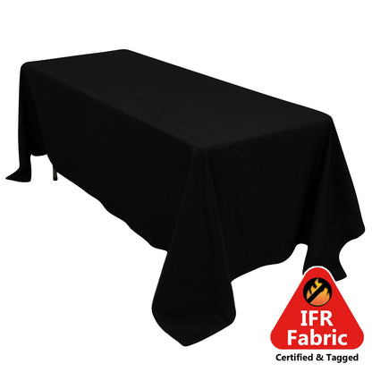 Fire Retardant Premium Polyester 72"x120" Rectangular Tablecloth Black - High - Performance Table Cover - Pro Linens