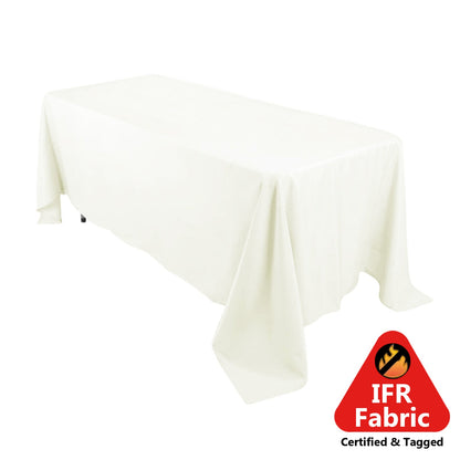 Fire Retardant Premium Polyester 72"x120" Rectangular Tablecloth Ivory - High - Performance Table Cover - Pro Linens