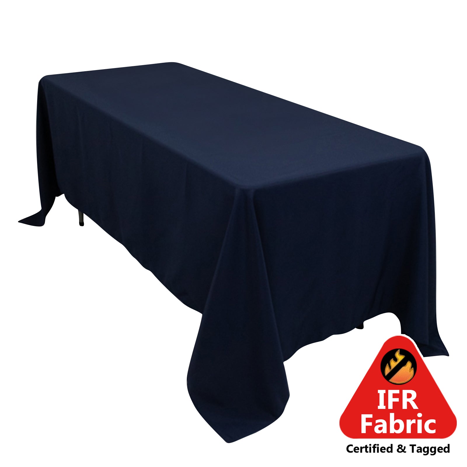 Fire Retardant Premium Polyester 72"x120" Rectangular Tablecloth Navy Blue - High - Performance Table Cover - Pro Linens