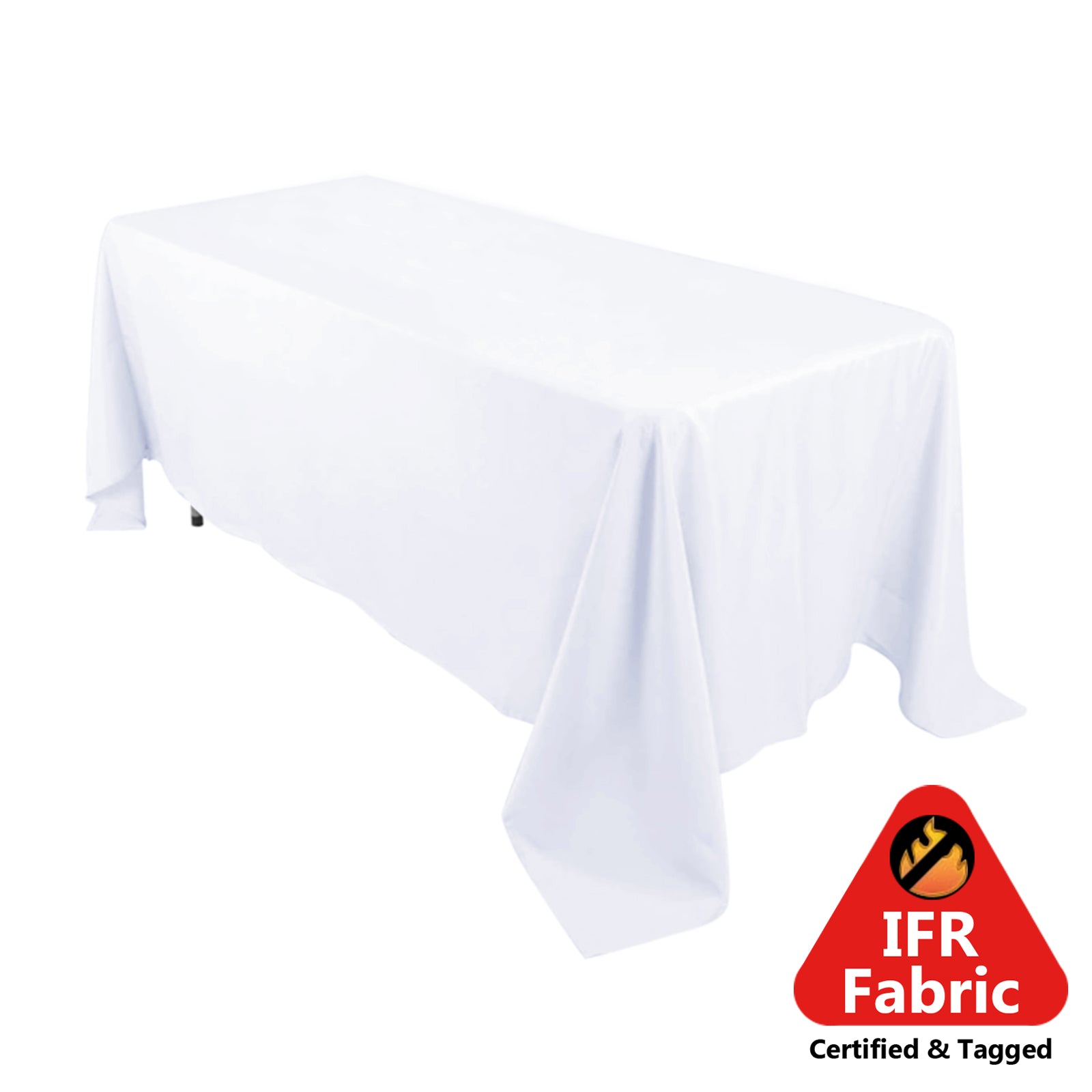 Fire Retardant Premium Polyester 72"x120" Rectangular Tablecloth White - Stylish High - Performance Table Cover for Large Gatherings - Pro Linens