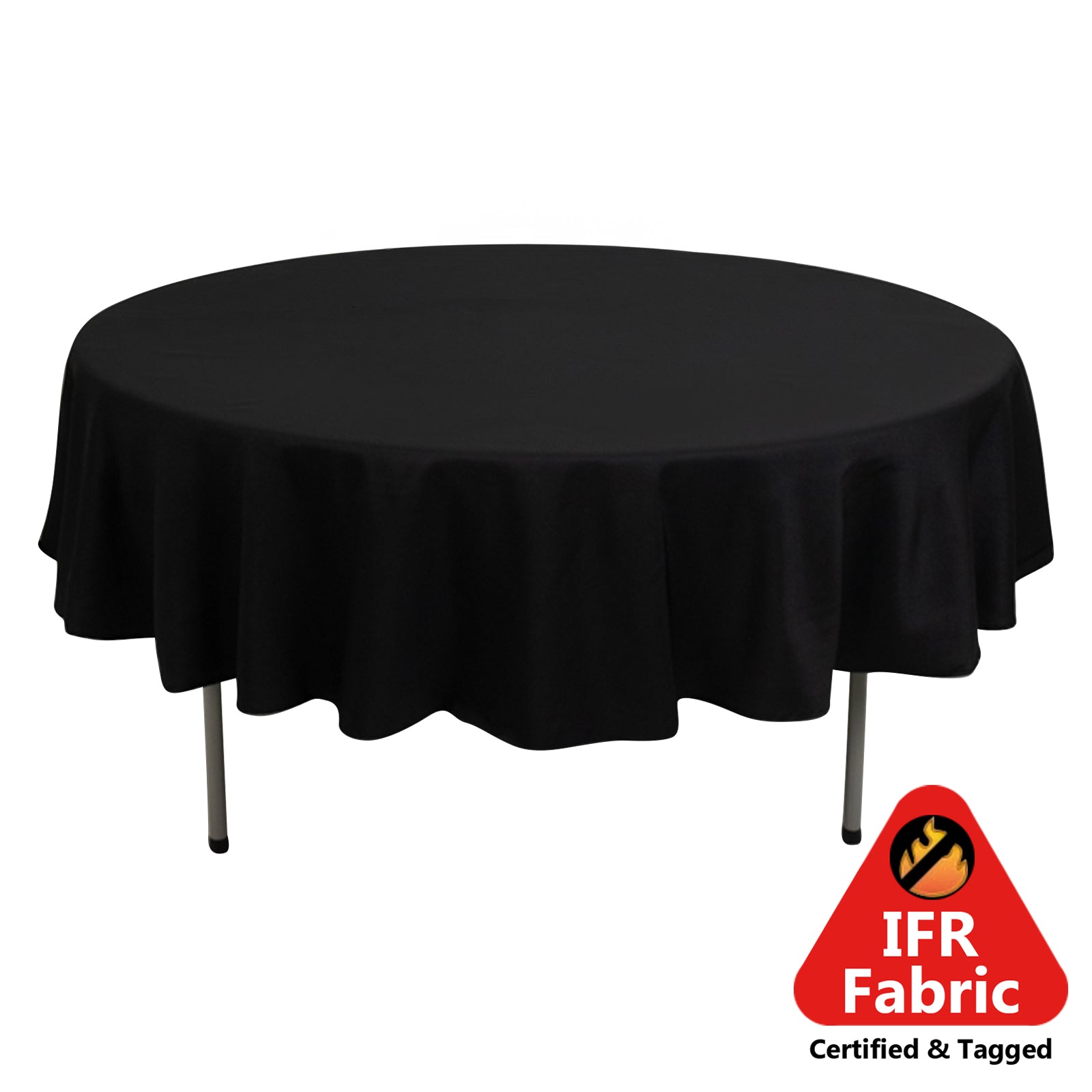 Fire Retardant Premium Polyester 90" Round Tablecloth Black - High-Performance Table Cover Pro Linens