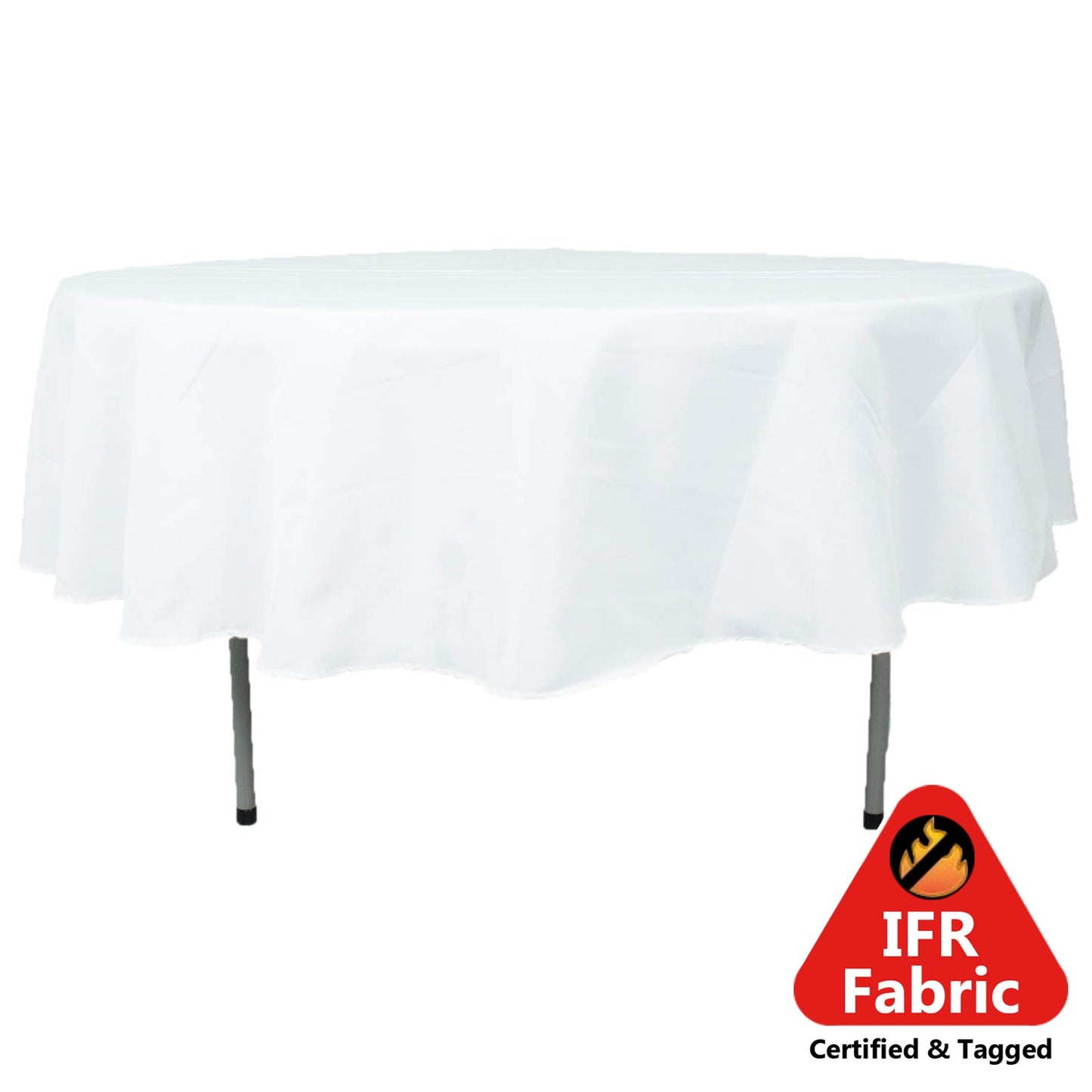 Fire Retardant Premium Polyester 90" Round Tablecloth White - Stylish High-Performance Table Cover for Large Gatherings Pro Linens