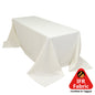 Fire Retardant Premium Polyester 90"x132" Rectangular Tablecloth Ivory - High - Performance Seamless Table Cover - Pro Linens