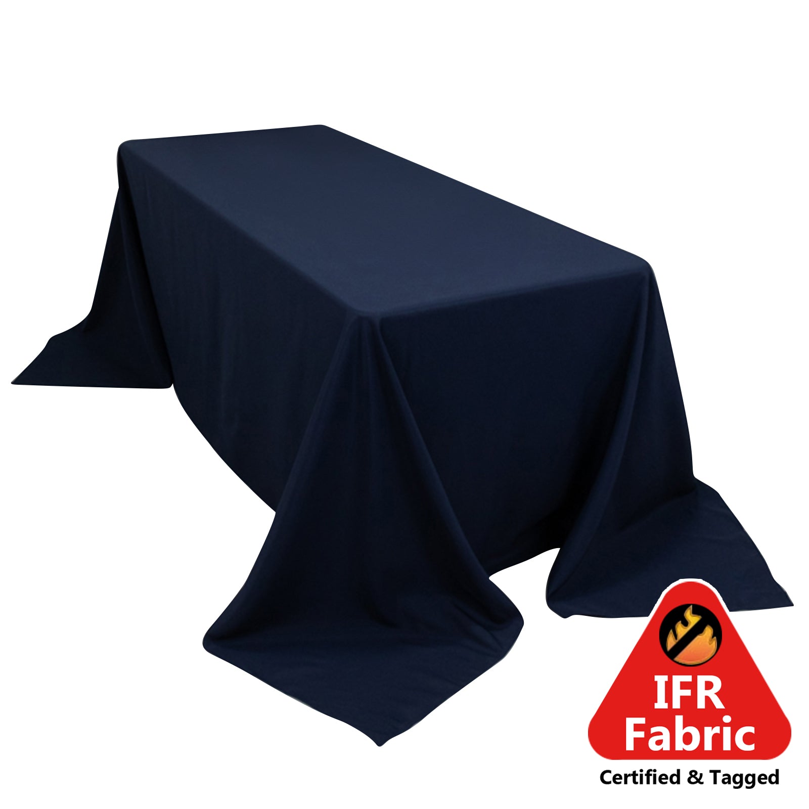 Fire Retardant Premium Polyester 90"x132" Rectangular Tablecloth Navy Blue - High - Performance Seamless Table Cover - Pro Linens