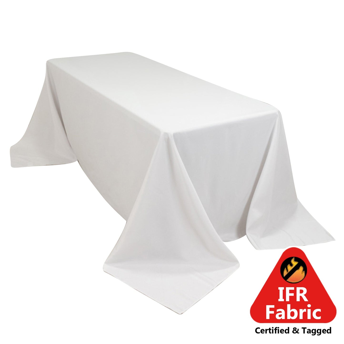 Fire Retardant Premium Polyester 90"x132" Rectangular Tablecloth White - Stylish High - Performance Seamless Table Cover for Large Gatherings - Pro Linens