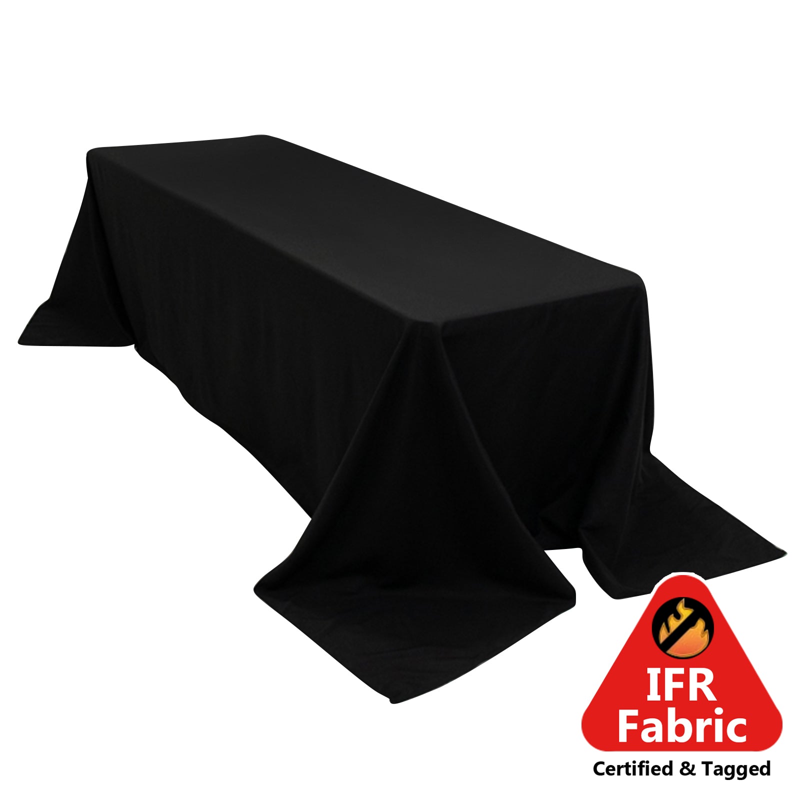 Fire Retardant Premium Polyester 90"x156" Rectangular Tablecloth Black - High - Performance Seamless Table Cover - Pro Linens