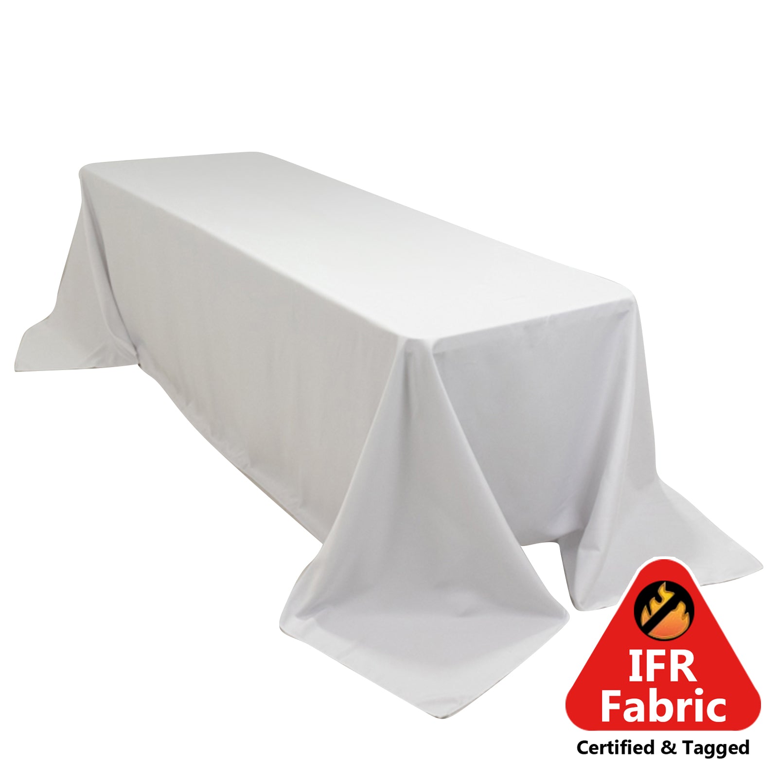 Fire Retardant Premium Polyester 90"x156" Rectangular Tablecloth White - Stylish High - Performance Seamless Table Cover for Large Gatherings - Pro Linens