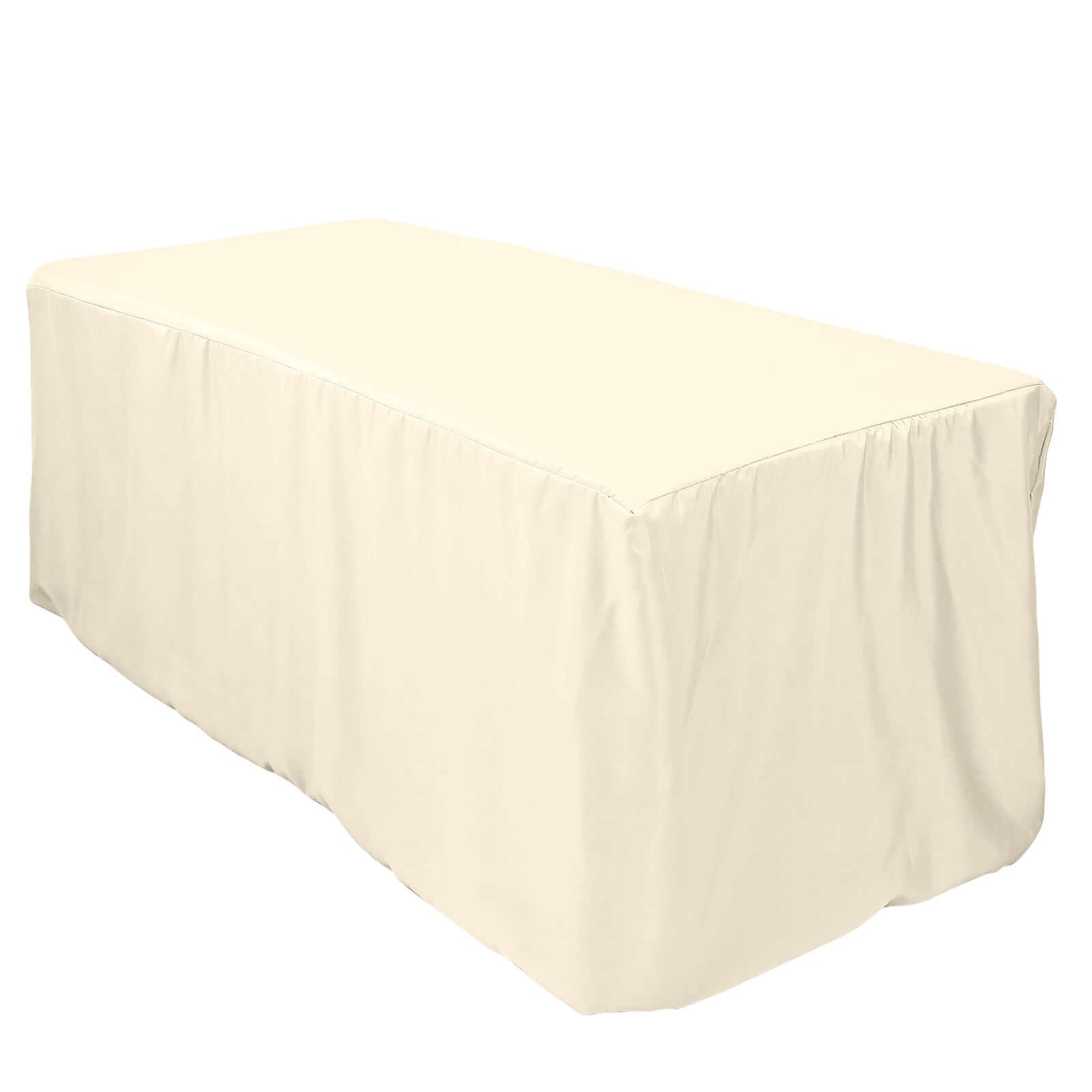 Fitted Polyester 72"x30" Rectangle Tablecloth Beige - Durable Table Cover Pro Linens