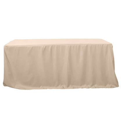 Fitted Polyester 96"x30" Rectangle Tablecloth Nude - Durable and Easy to Maintain Table Cover Pro Linens