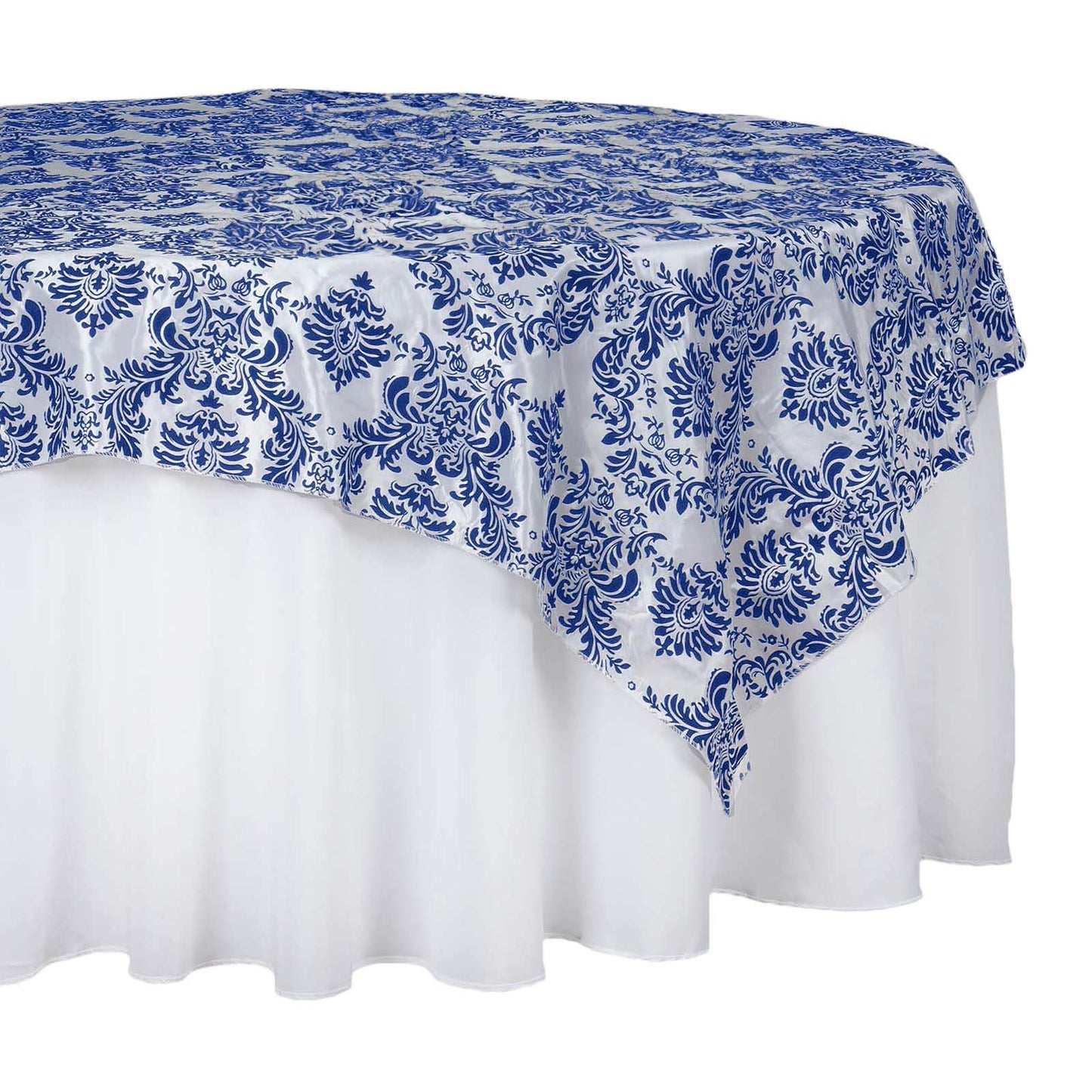 Flocking 60"x60" Table Overlay Square Tablecloth Royal Blue - Damask Table Cover Pro Linens