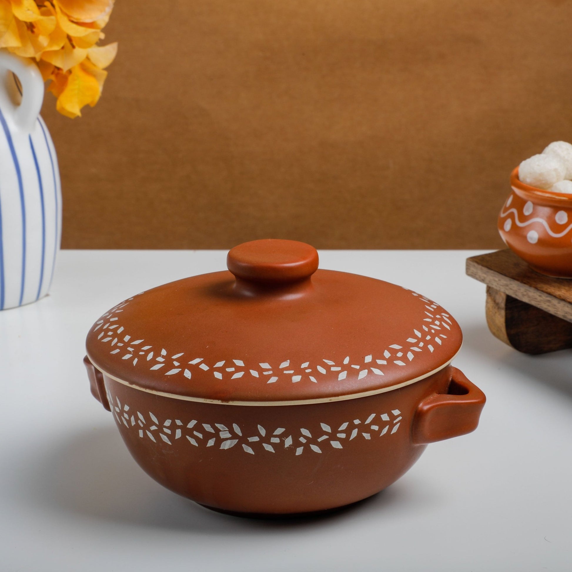 Floral Casserole Dish with Lid Ceramic PRO Indian