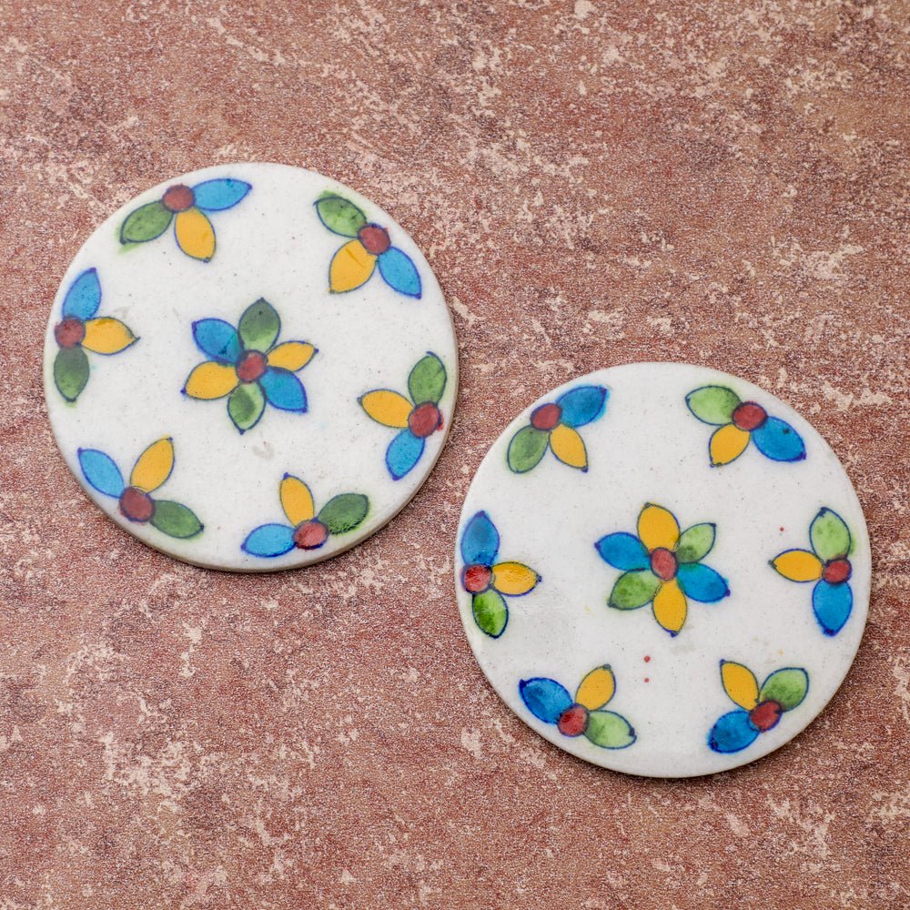 Floral Coaster - White Coasters PRO Indian