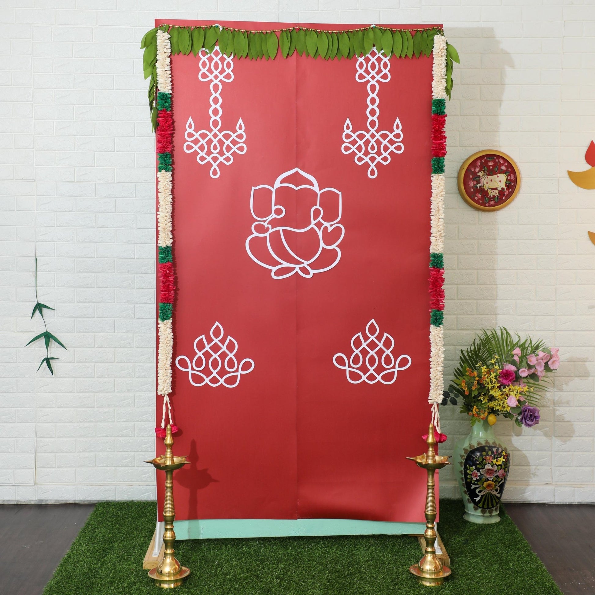 Ganesh and Hanging Deepam Backdrop Kit Kit PRO Indian