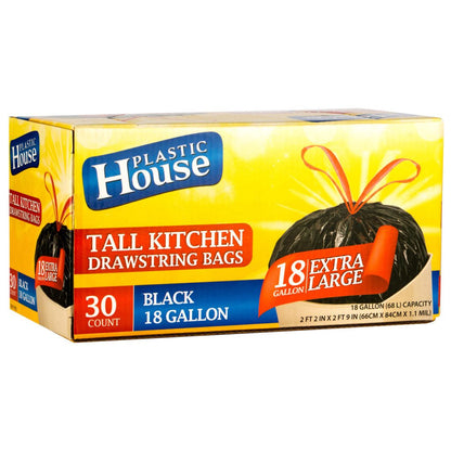 GARBAGE BAGS 18 GAL BLACK 8/30CT - Pro Linens