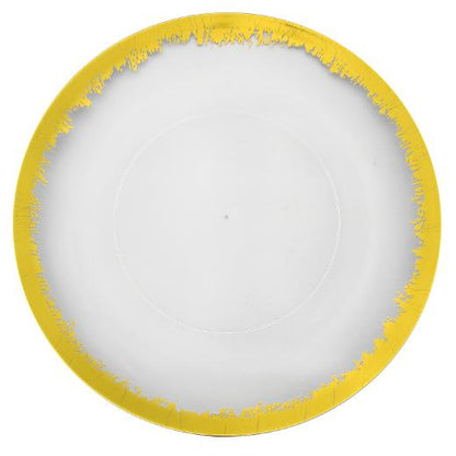 Gold and Clear Round Plastic Plates - Scratched Gold Plate Pro Linens