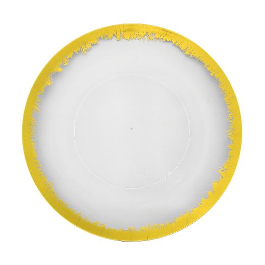 Gold and Clear Round Plastic Plates - Scratched Gold Plate Pro Linens