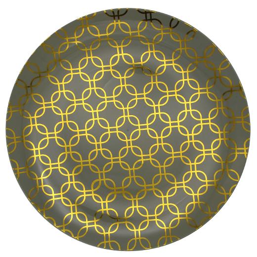 Gold and Cream Round Plastic Plates - Motif Plate Pro Linens