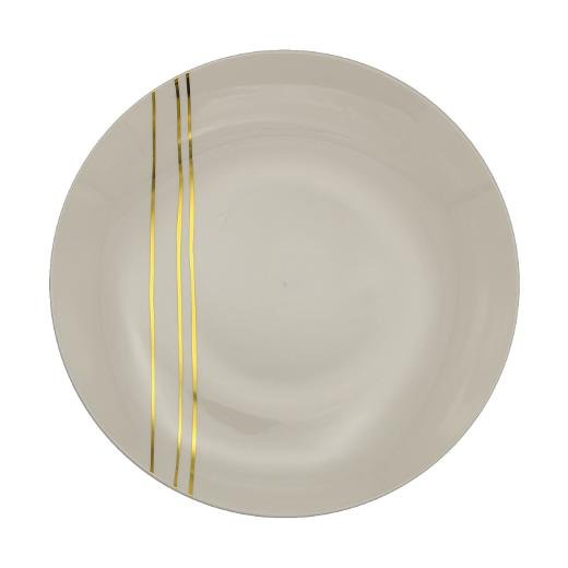 Gold and Cream Round Plastic Plates - Motif Plate Pro Linens