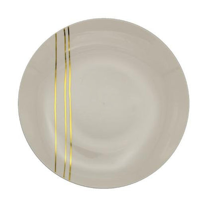 Gold and Cream Round Plastic Plates - Motif Plate Pro Linens