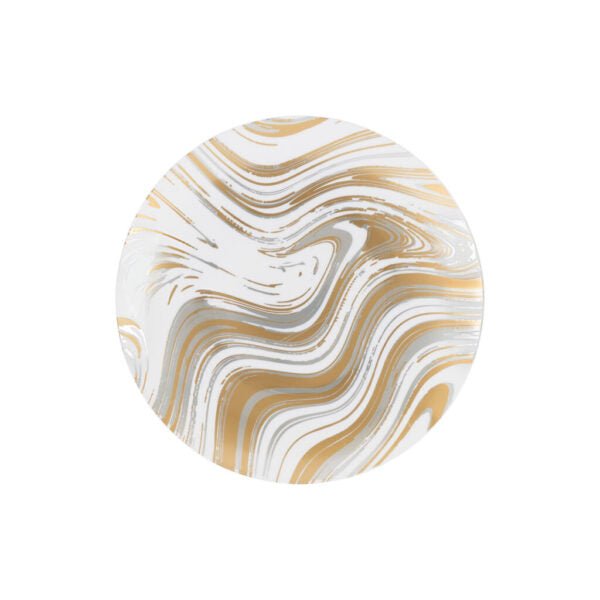 Gold and Silver Round Plastic Plates 10CT - Curve Plate Pro Linens