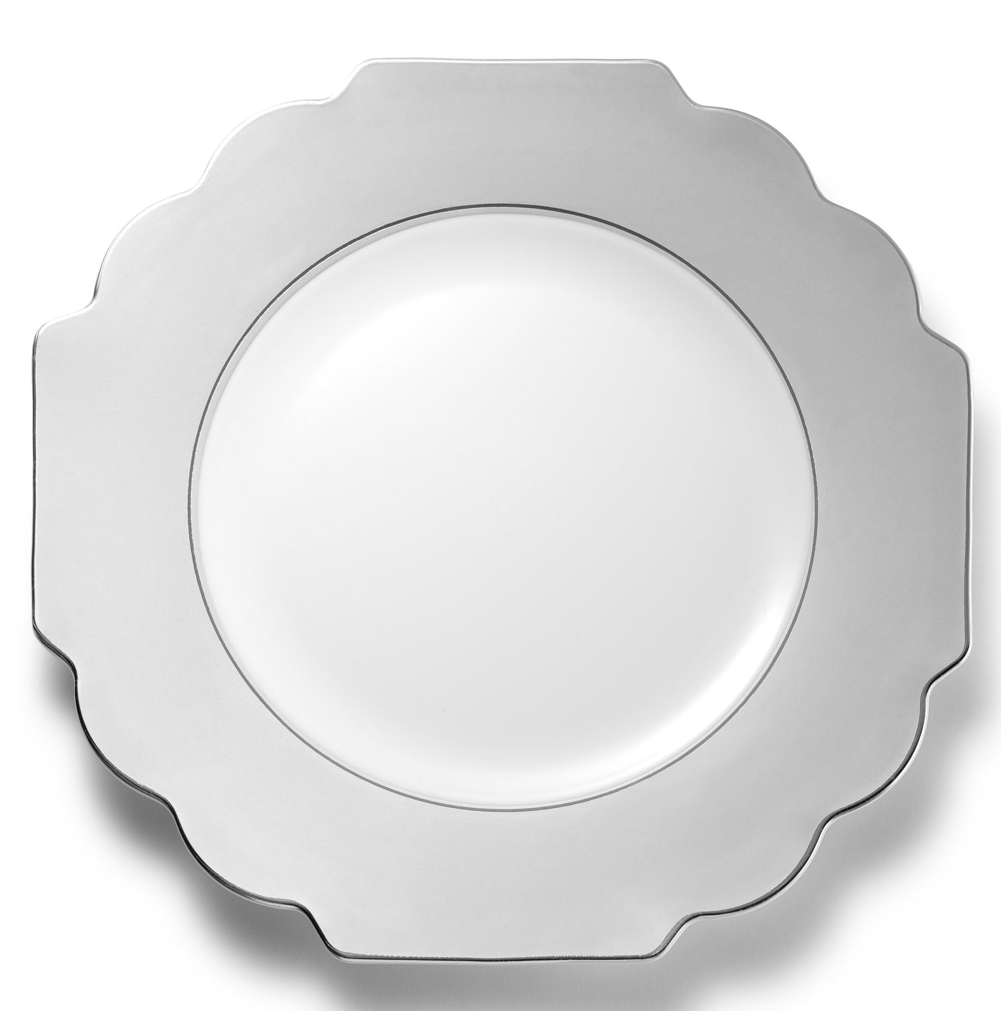 Gray and Silver Rim Plastic Plates 10 Pack - Grand Plate Pro Linens