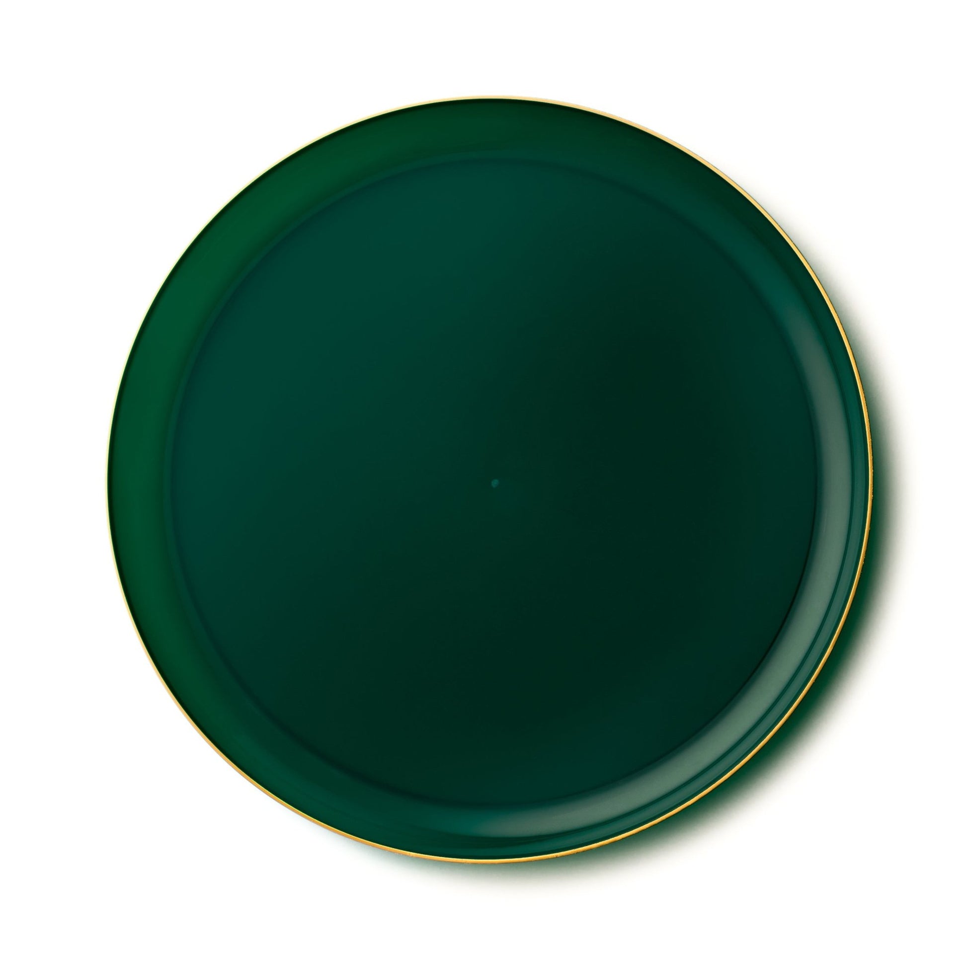 Green and Gold Round Plastic Plates - Edge Plate Pro Linens