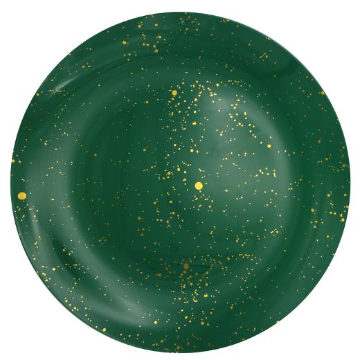 Green and Gold Round Plastic Plates - Matiz Plate Pro Linens