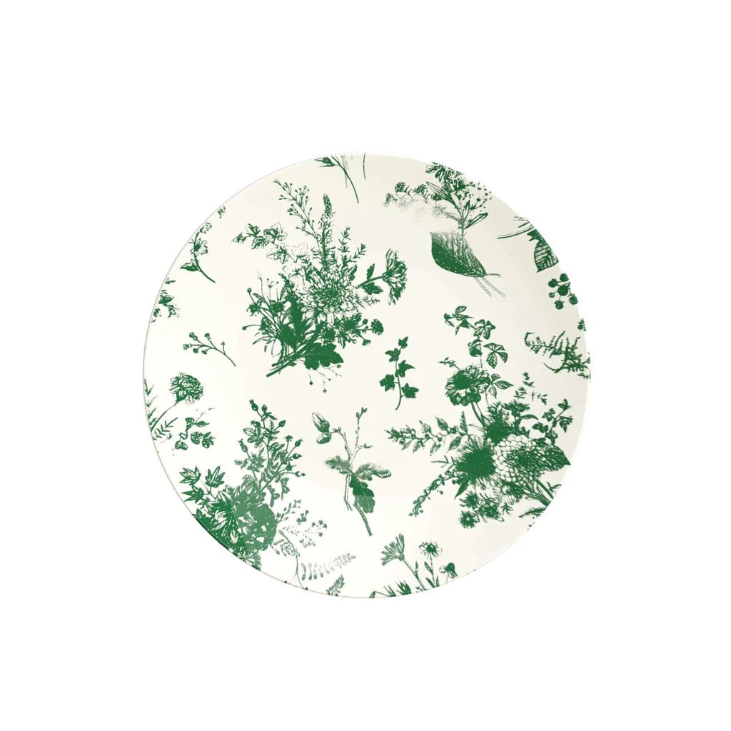 Green and Ivory Round Plastic Plates - Verdure Plate Pro Linens