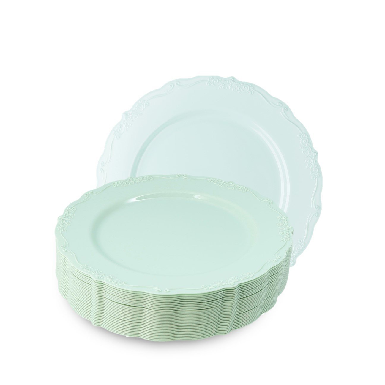 Green Round Plastic Plates - Vintage Plate Pro Linens