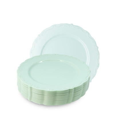 Green Round Plastic Plates - Vintage Plate Pro Linens