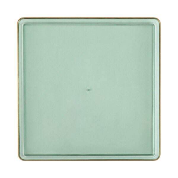 Green Transparent and Gold Rim Square Plastic Plates - Square Edge Plate Pro Linens