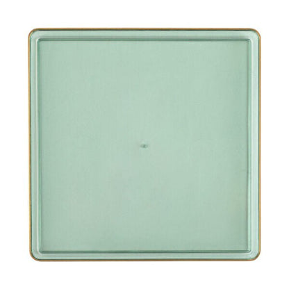 Green Transparent and Gold Rim Square Plastic Plates - Square Edge Plate Pro Linens