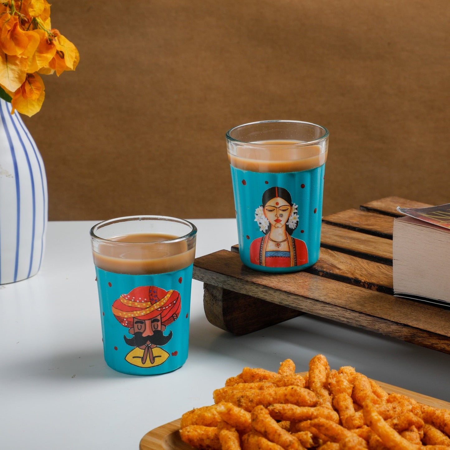 Hand Painted Chai Glass (Boy, Girl) Glassware PRO Indian