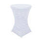 Heavy Duty Spandex 32" Fitted Round Cocktail Table Cover White Ruched Pleated - Durable Stretch Design Pro Linens