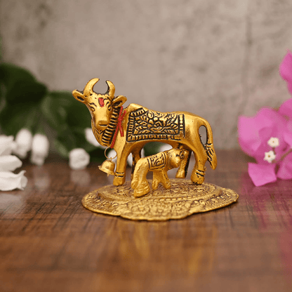 Kamadhenu and Calf Idol White metal PRO Indian