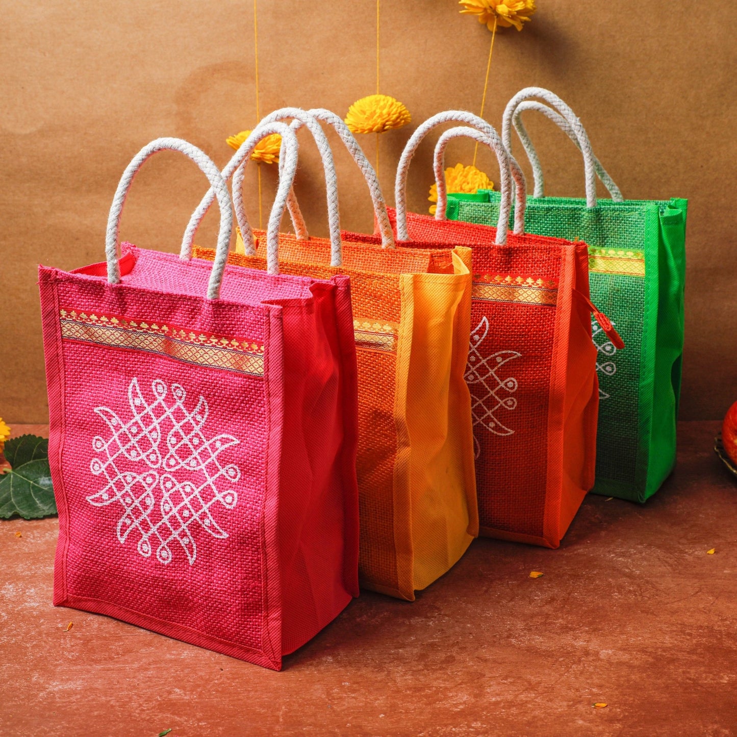 Kolam Jute Bags Fabric PRO Indian