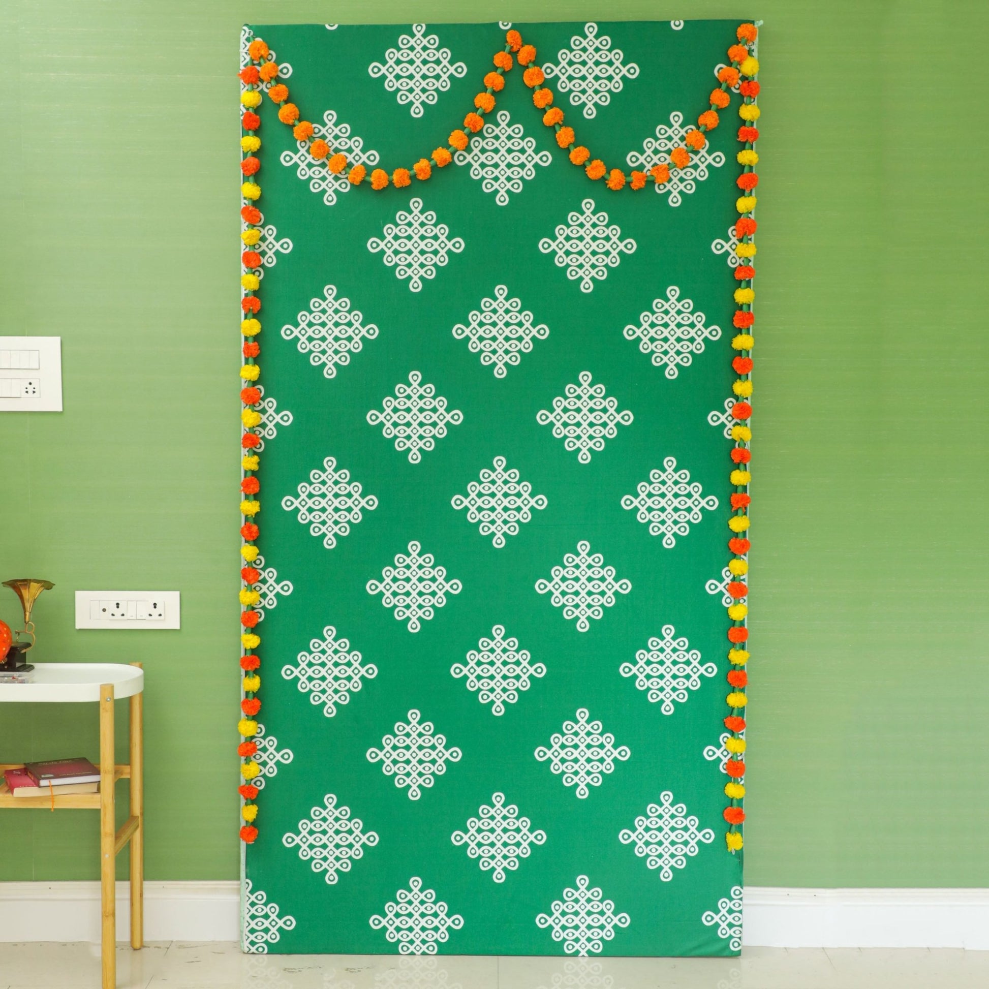 Kolam - Muggu Backdrop Cloth Fabric PRO Indian