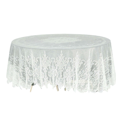 Lace 108" Round Tablecloth Ivory - Premium Design for Formal Table Settings Pro Linens