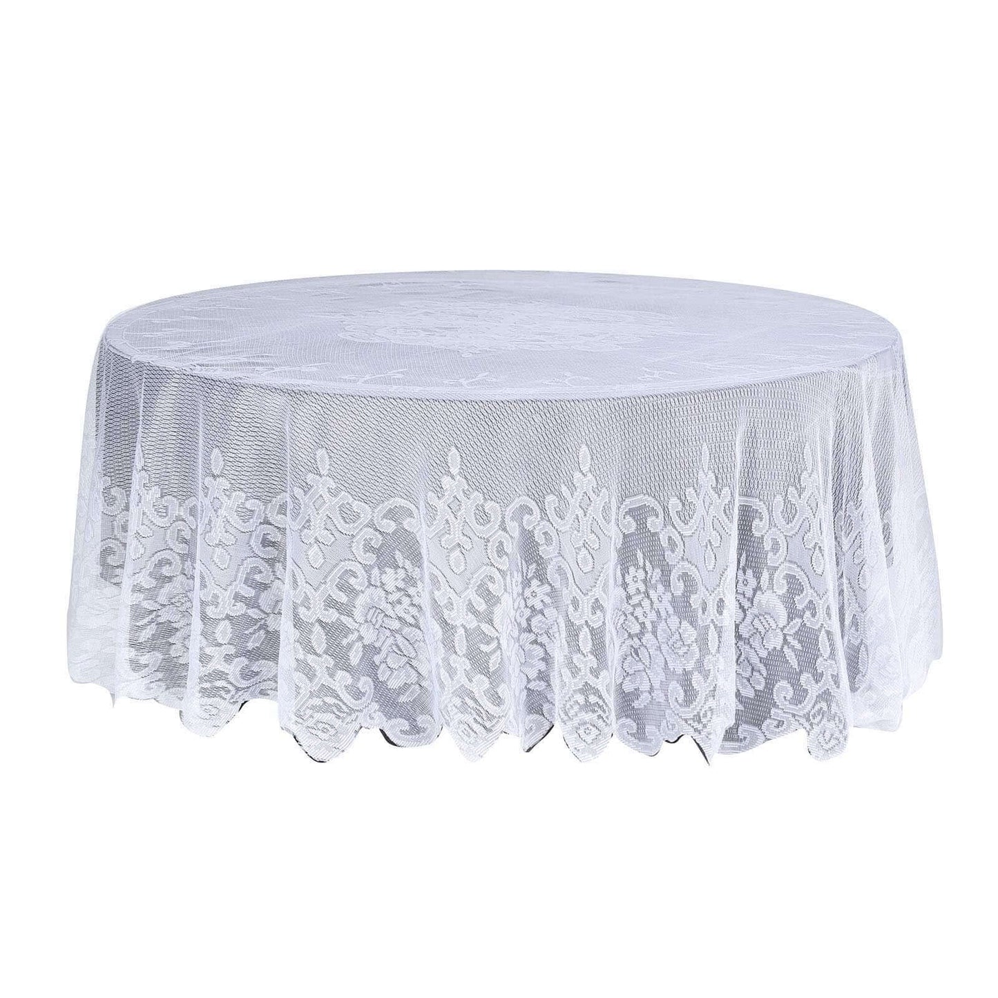 Lace 108" Round Tablecloth White - Premium Design for Formal Table Settings Pro Linens