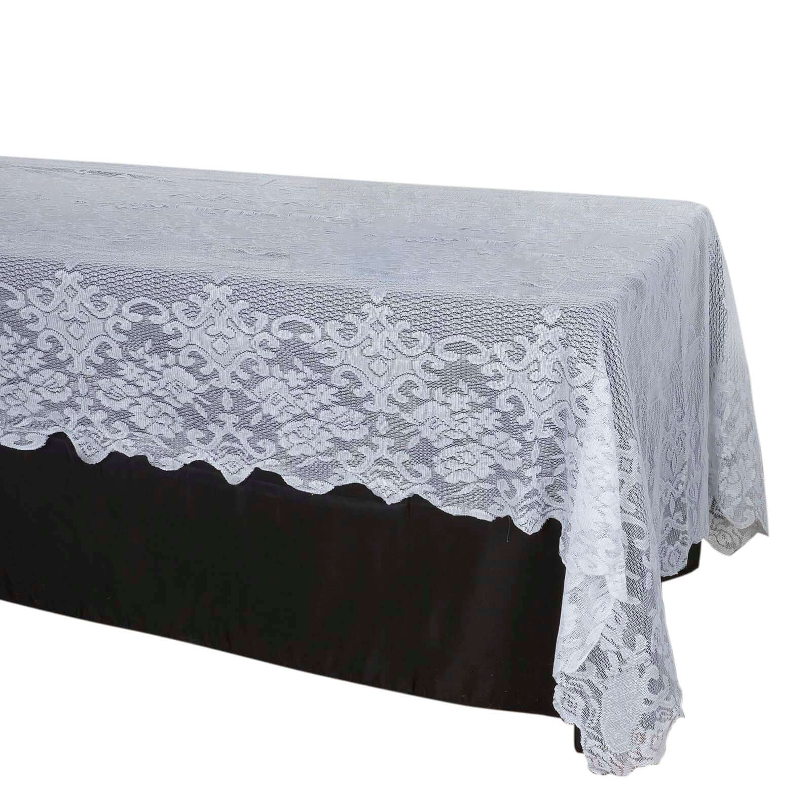 Lace 60"x126" Rectangular Oblong Tablecloth White - Premium Finish for Sophisticated Occasions - Pro Linens