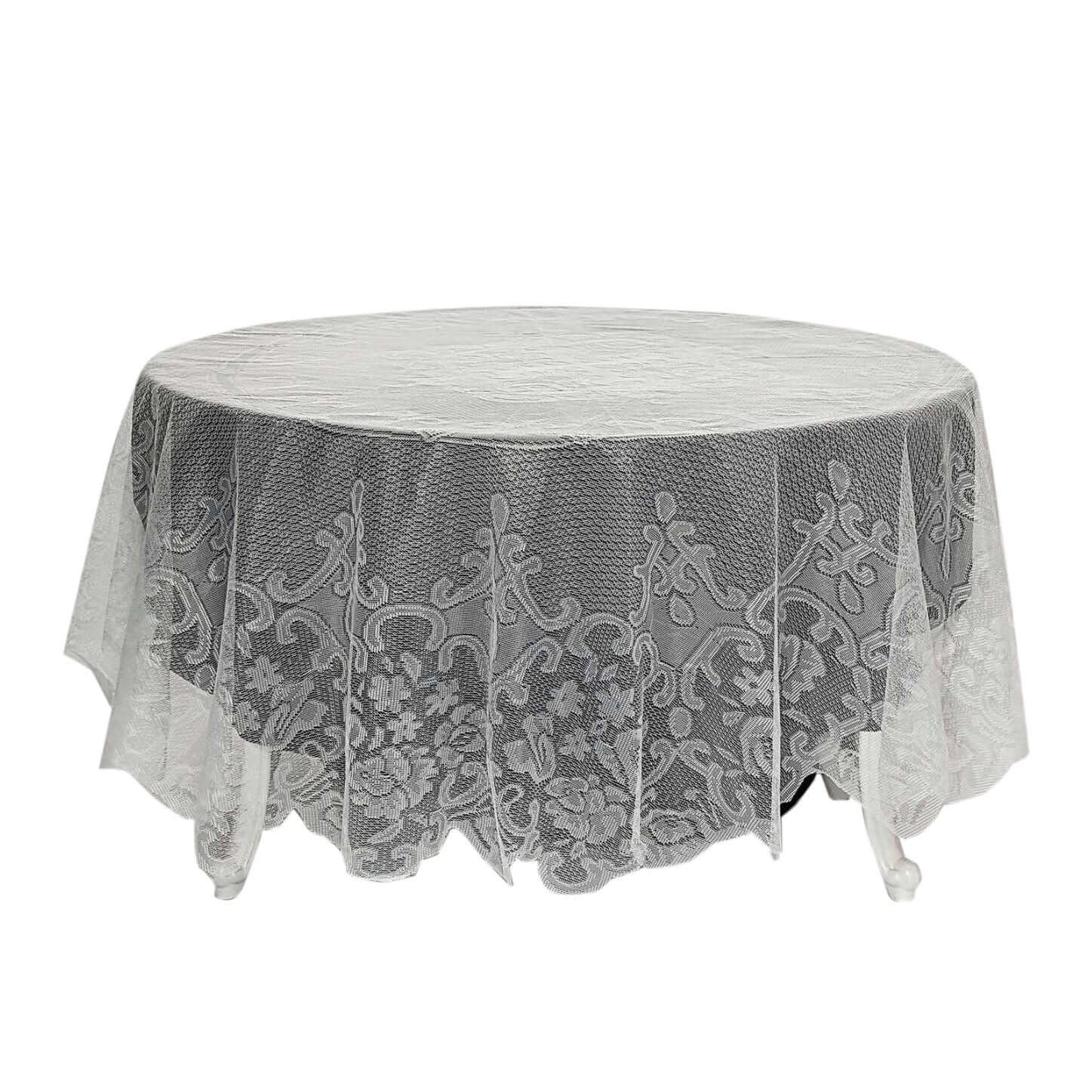 Lace 90" Round Tablecloth Ivory - Premium Design for Versatile Table Decor Pro Linens