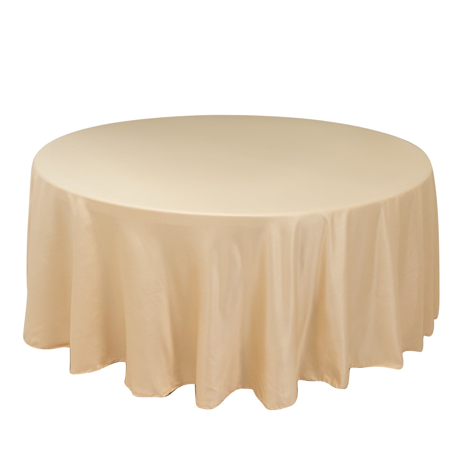 Lamour Satin 108" Round Tablecloth Beige - Durable & Silk-Like Table Cover Pro Linens