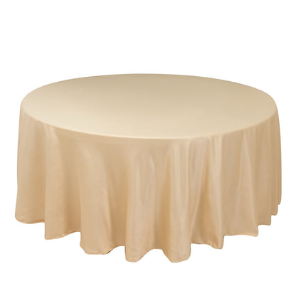 Lamour Satin 108" Round Tablecloth Beige - Durable & Silk-Like Table Cover Pro Linens