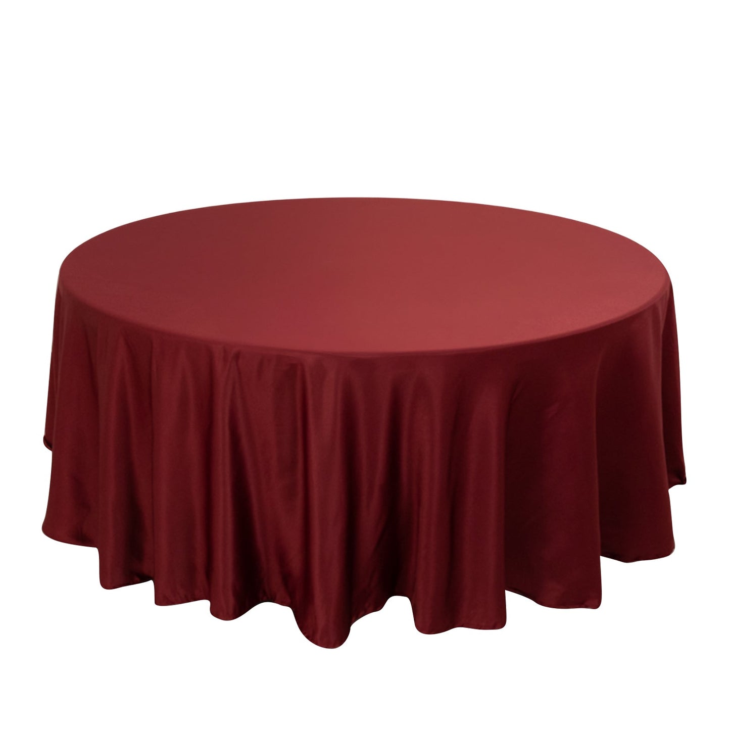 Lamour Satin 108" Round Tablecloth Burgundy - Durable & Silk-Like Table Cover Pro Linens